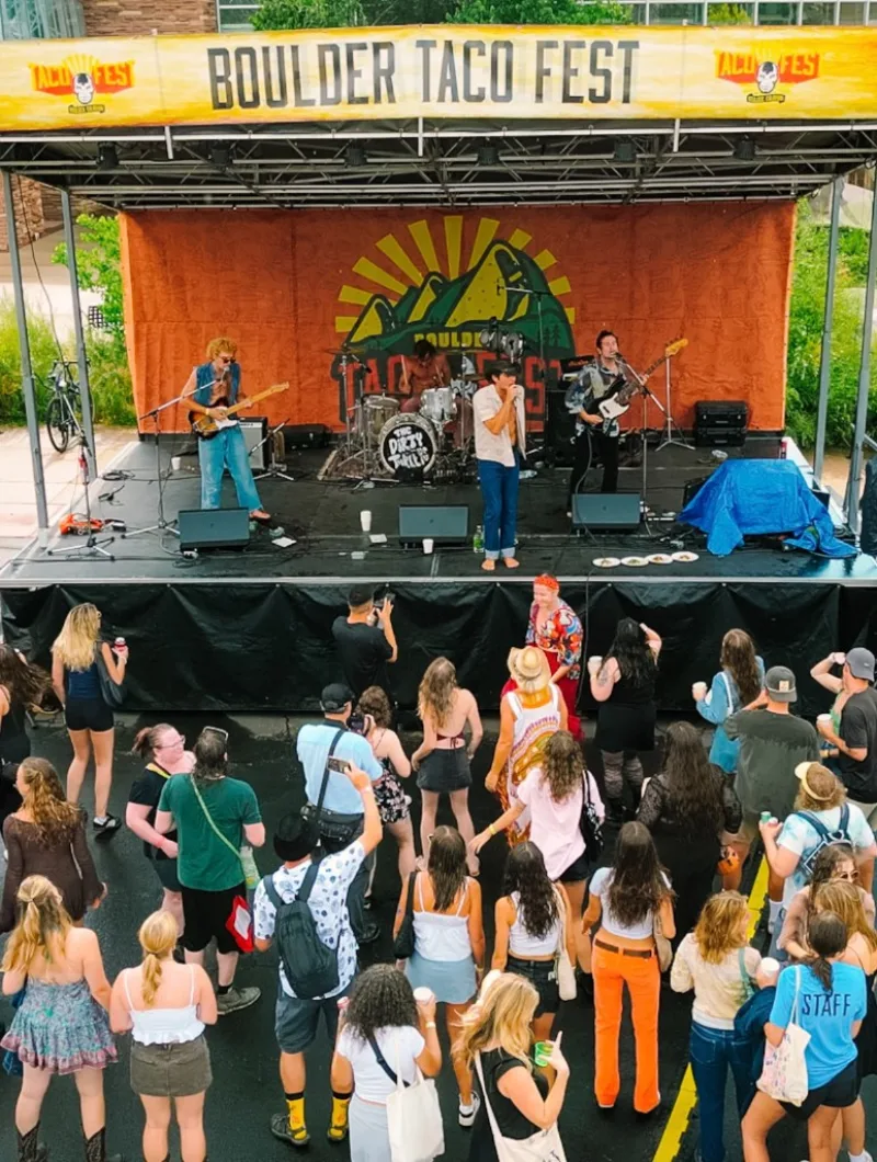 The Dirty Turtles performing live on stage at Boulder Taco Fest